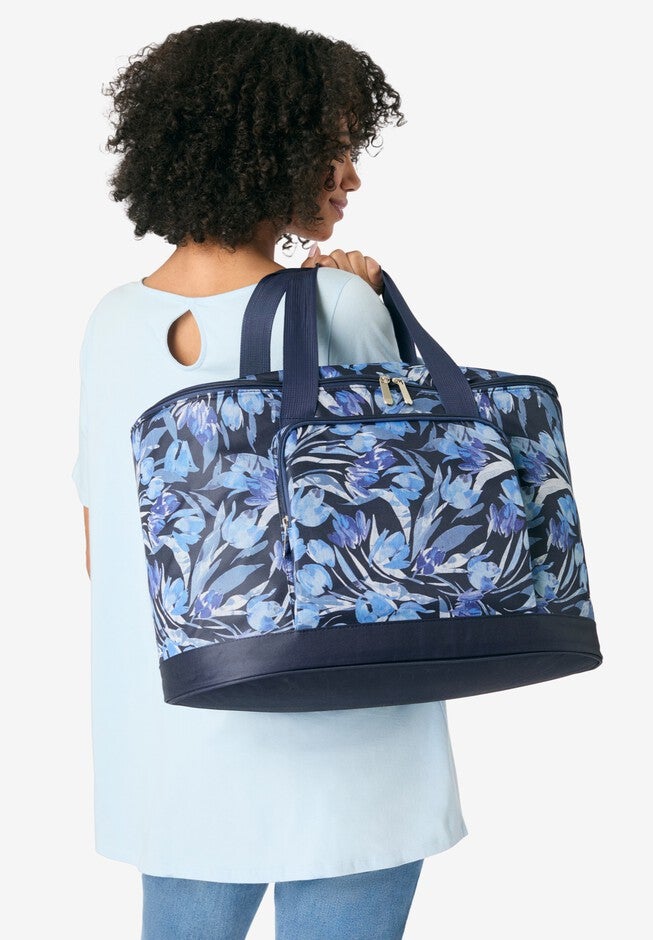 Jumbo Cooler Tote, NAVY WATERCOLOR TULIP, on-hover image number null
