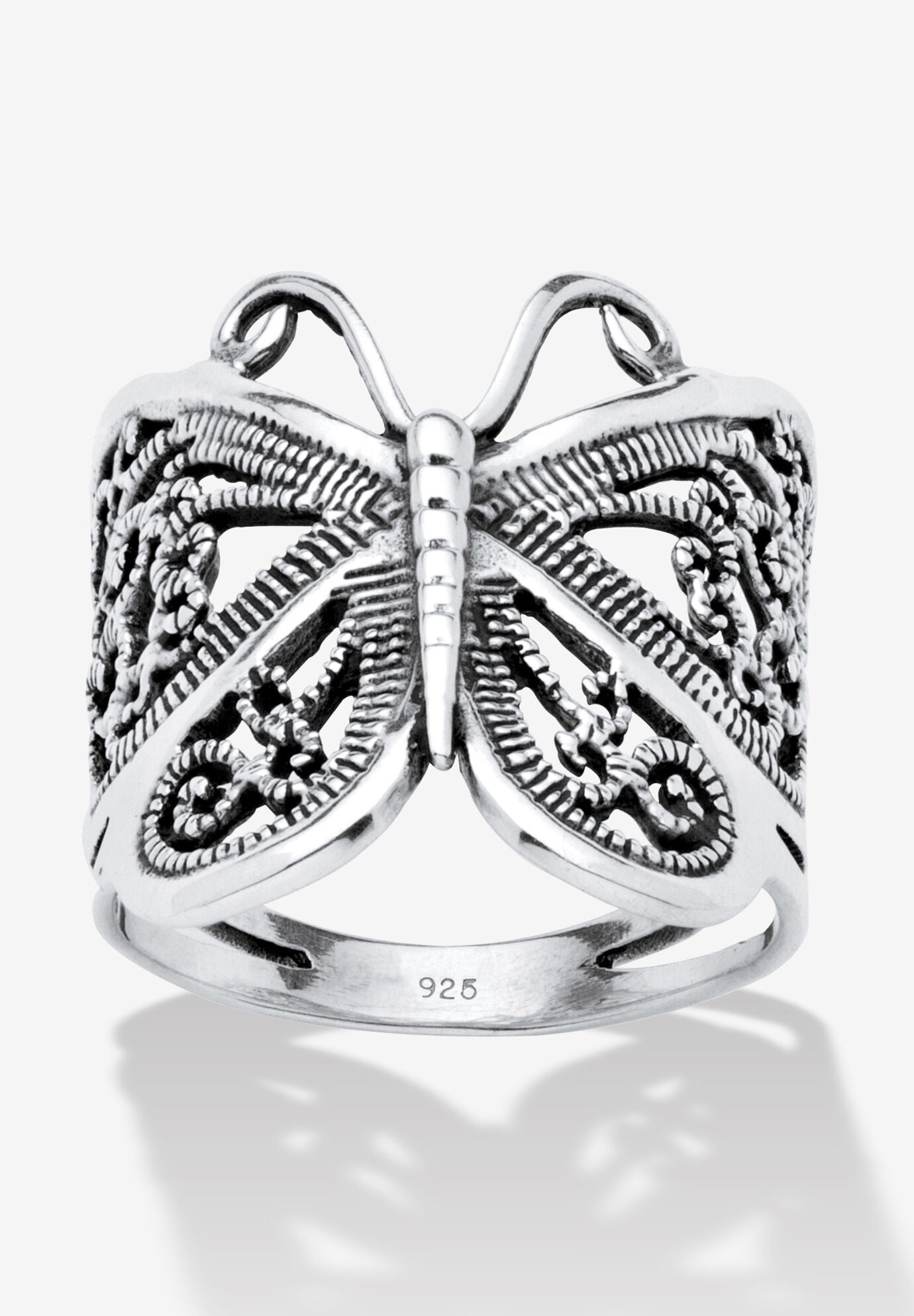 Filigree .925 Sterling Silver Butterfly Wrap Ring, SILVER, hi-res image number 0