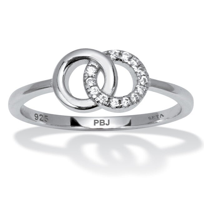 0.07 TCW Round Cubic Zirconia Sterling Silver Eternity Circles Ring, WHITE, hi-res image number null