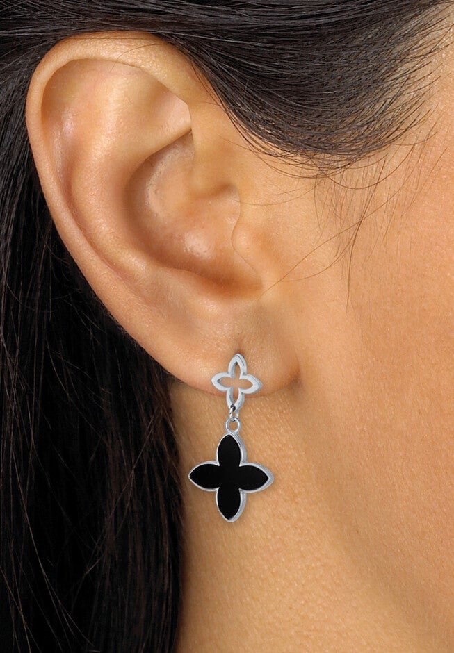 Genuine Black Mother Of Pearl Stainless Steel Clover Jewelry Set Jewelry, , alternate image number null