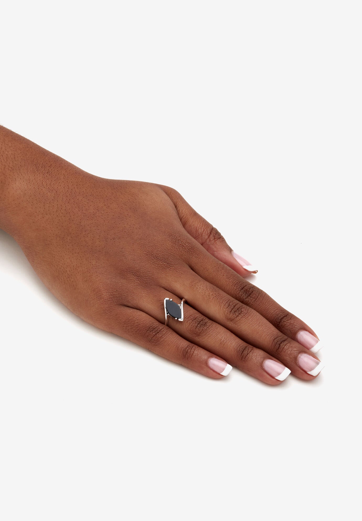 Marquise-Shaped Genuine Onyx .925 Sterling Silver Classic Ring, , alternate image number 3