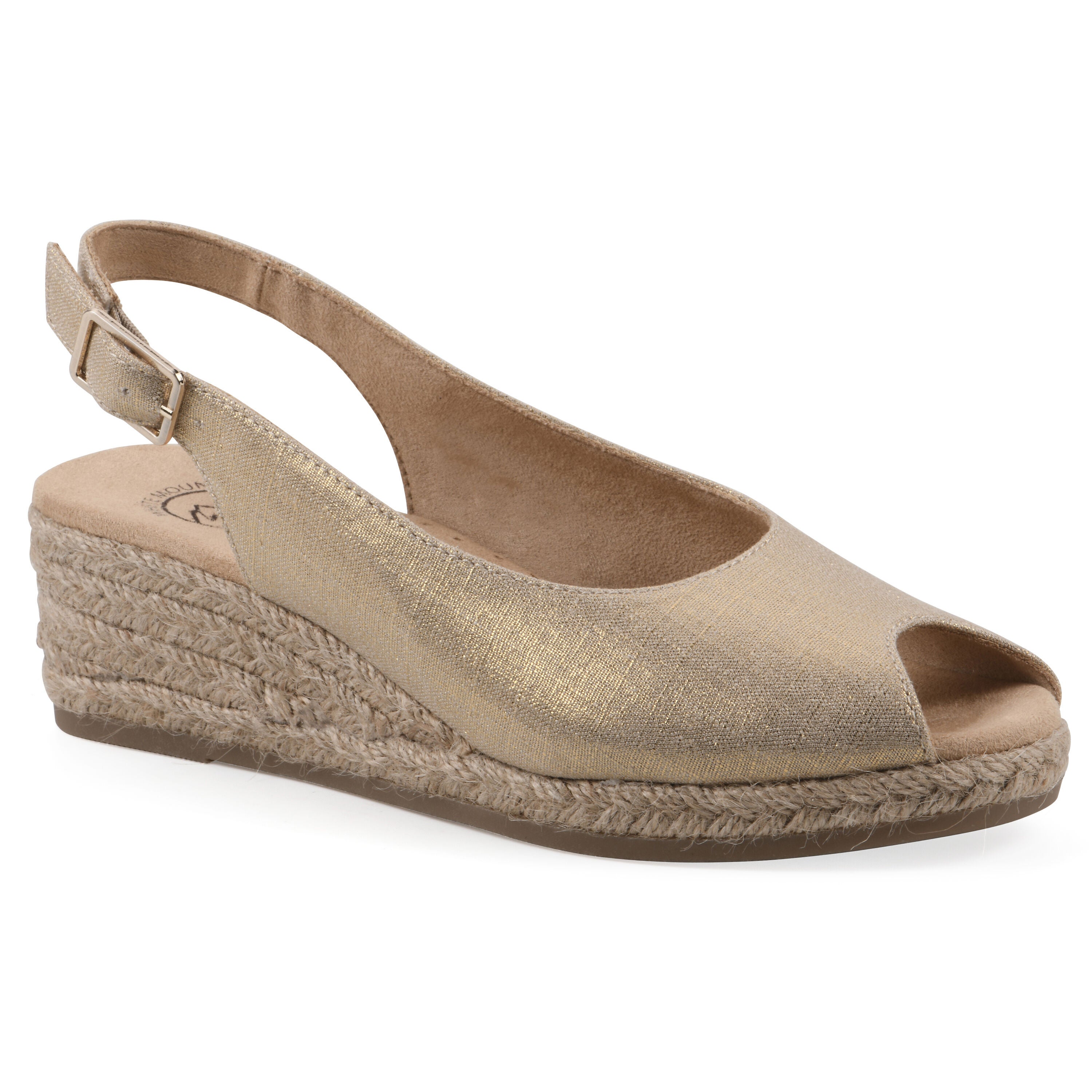 Maize Espadrille Wedge Sandal, ANTIQUE GOLD FABRIC, hi-res image number 0