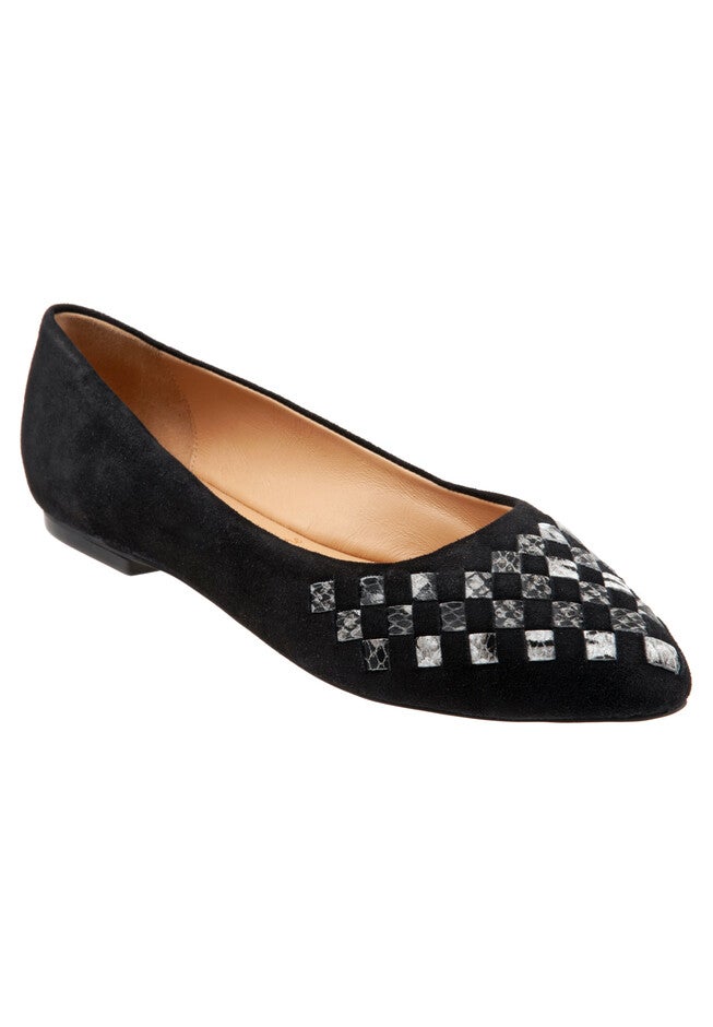 Estee Woven Flat, BLACK SUEDE SNAKE, hi-res image number 0