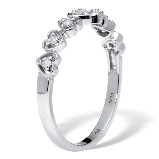 .11 TCW Interchanging Diamond Platinum Over Sterling Silver Heart Ring, WHITE, on-hover image number null