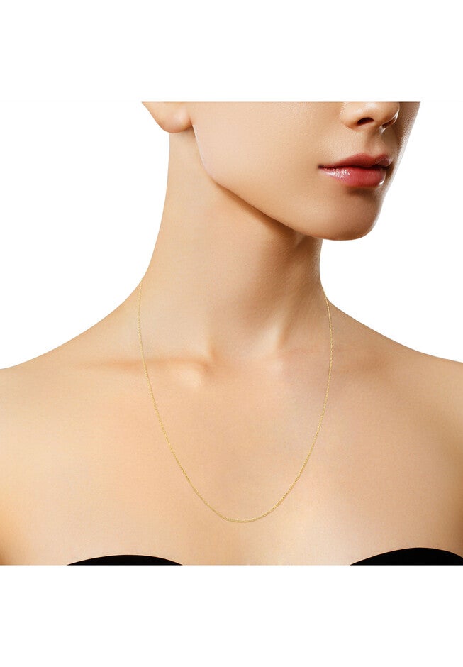 Solid Yellow Gold Slim And Dainty Unisex Rope Chain Necklace 18 inches, , alternate image number null