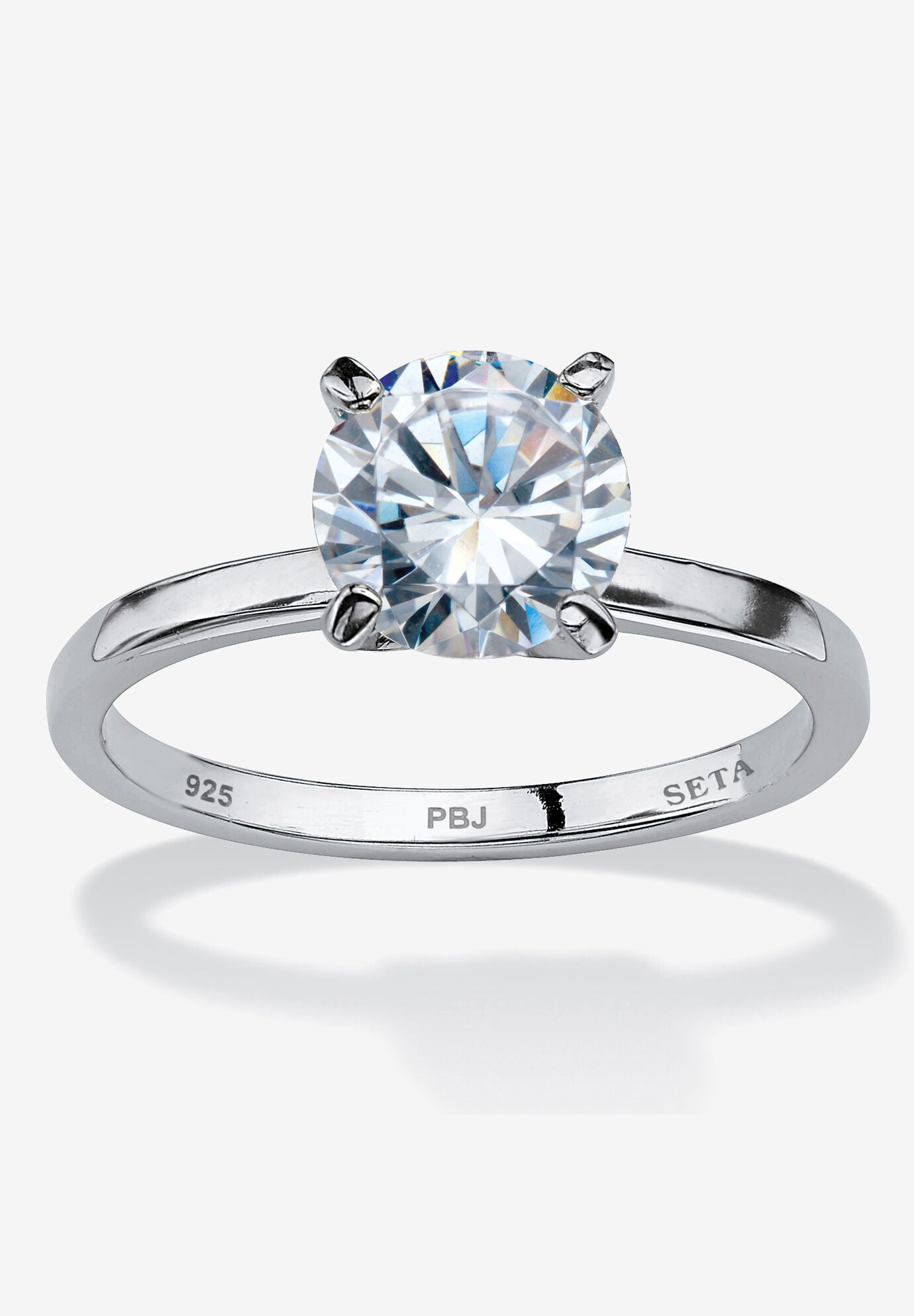 2 Tcw Round Cubic Zirconia Solitaire Ring In .925 Sterling Silver, SILVER, hi-res image number 0