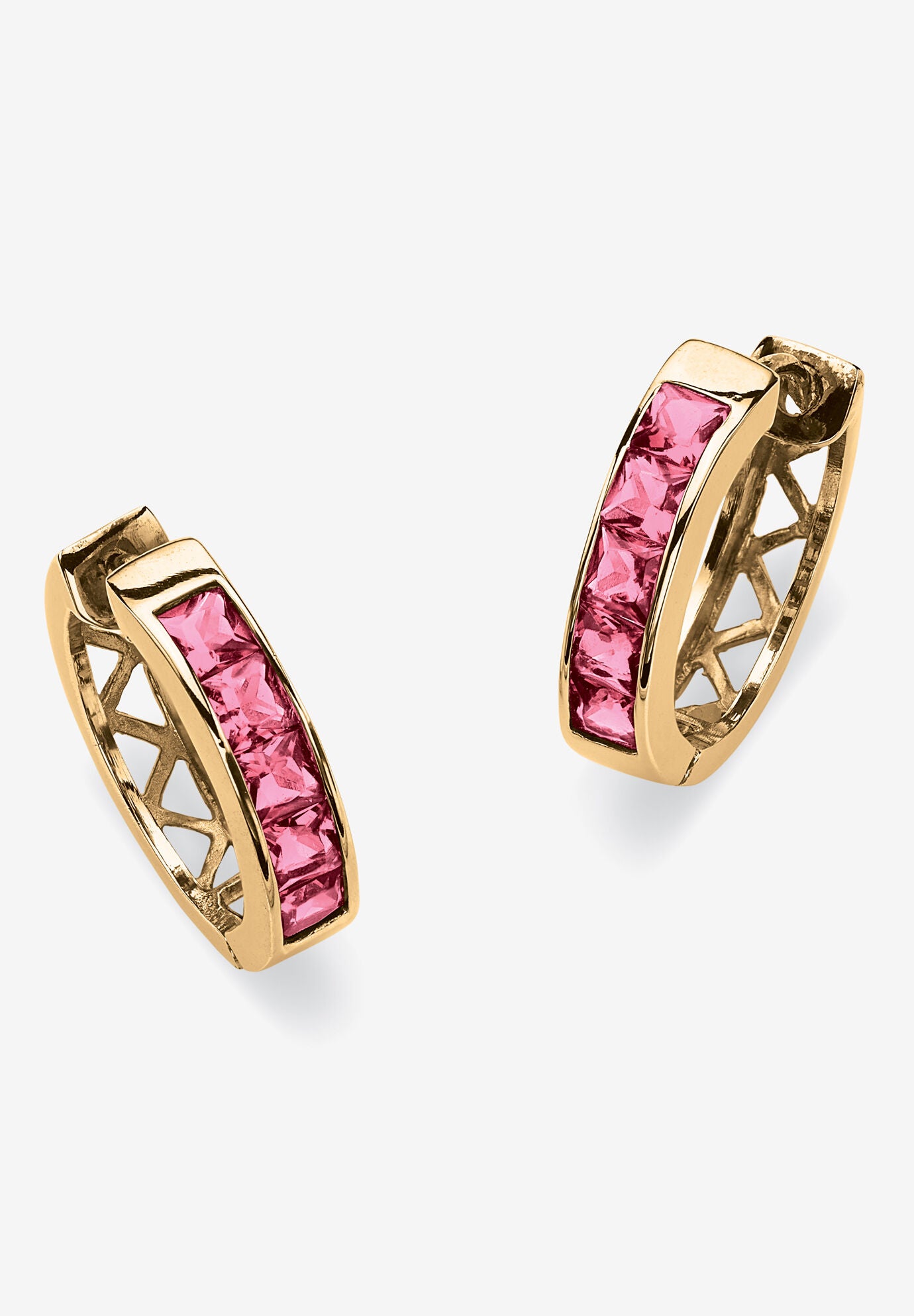 Birthstone Gold-Plated Huggie Earrings, OCTOBER, hi-res image number 0