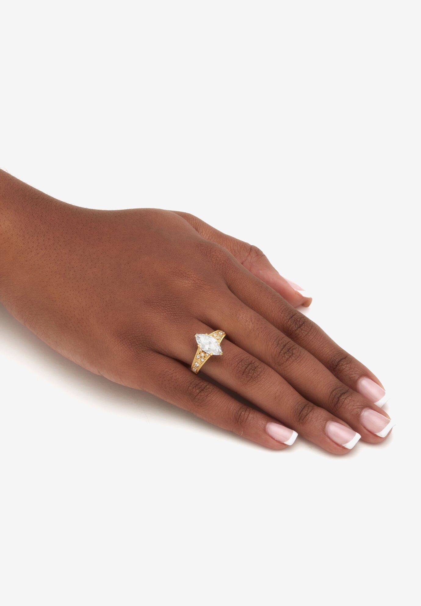 3.23 Tcw Marquise Cubic Zirconia Gold-Plated Sterling Silver Engagement Ring, , alternate image number 2