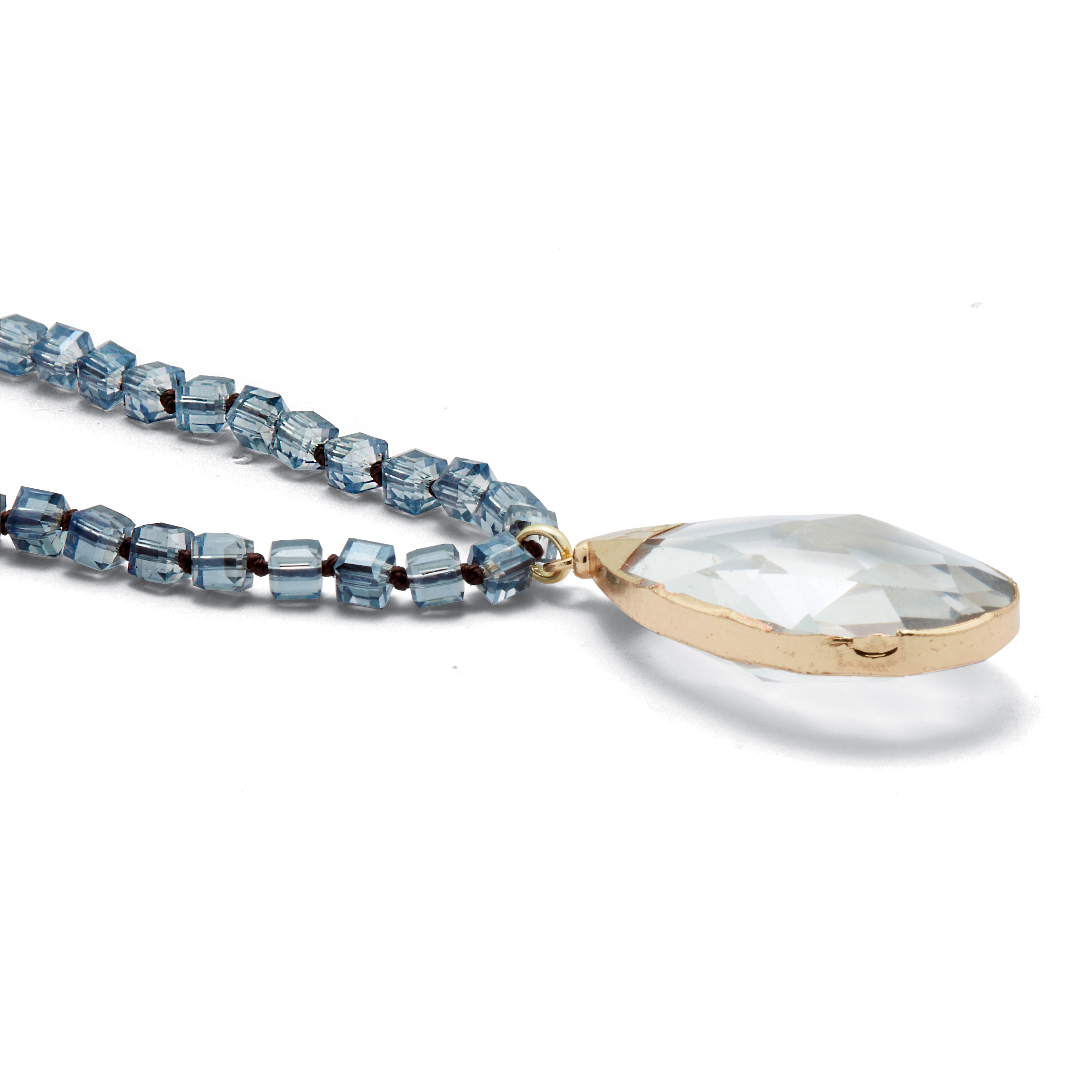 Crystal Pendant Beaded Goldtone Drop Necklace 32-inch, GRAY, on-hover image number 1