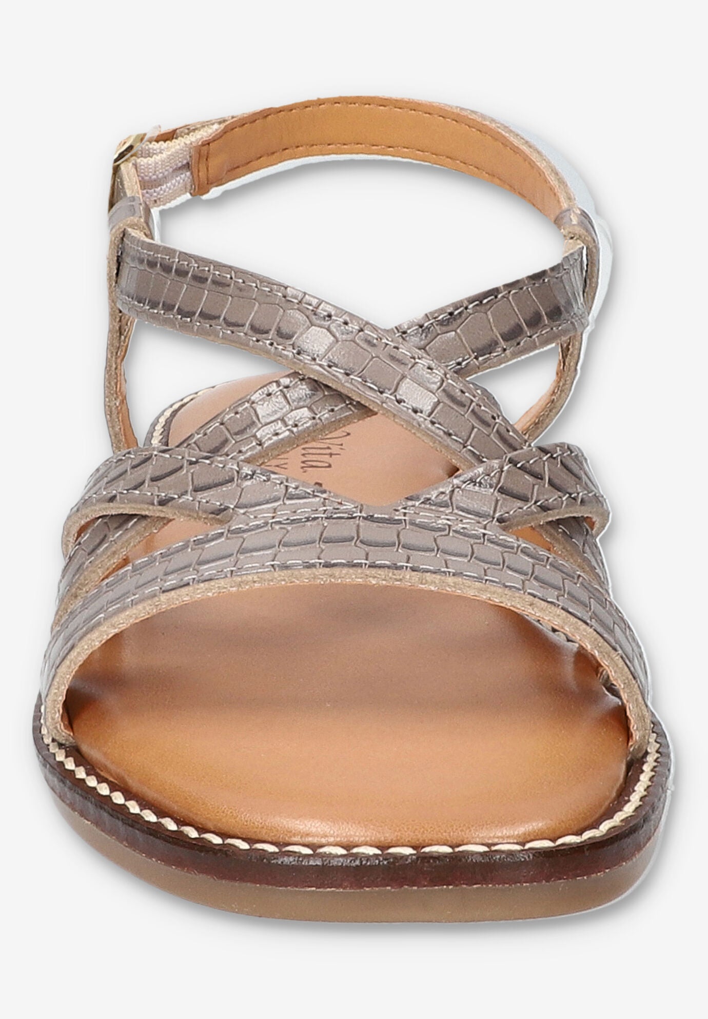 Tya-Italy Flat Sandal, GREY CROCO LEATHER, on-hover image number 1