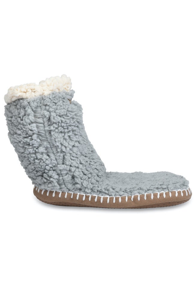 Womens Faux Shearling Slipper Sock With Sidewall Slippers, , alternate image number 2