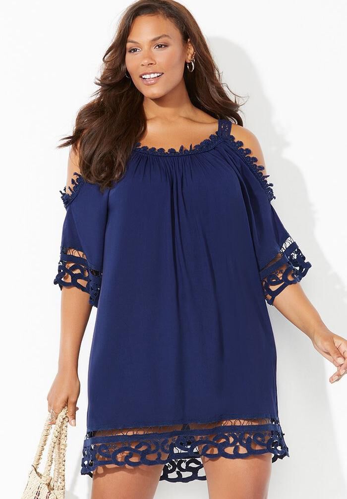 Crochet cold shoulder dress top