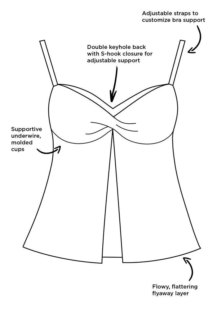 Faux Flyaway Underwire Tankini Set with Skort, , alternate image number null