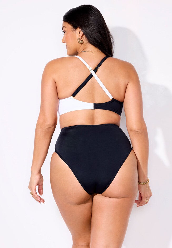 High Neck Color Block Bikini Set, , on-hover image number null