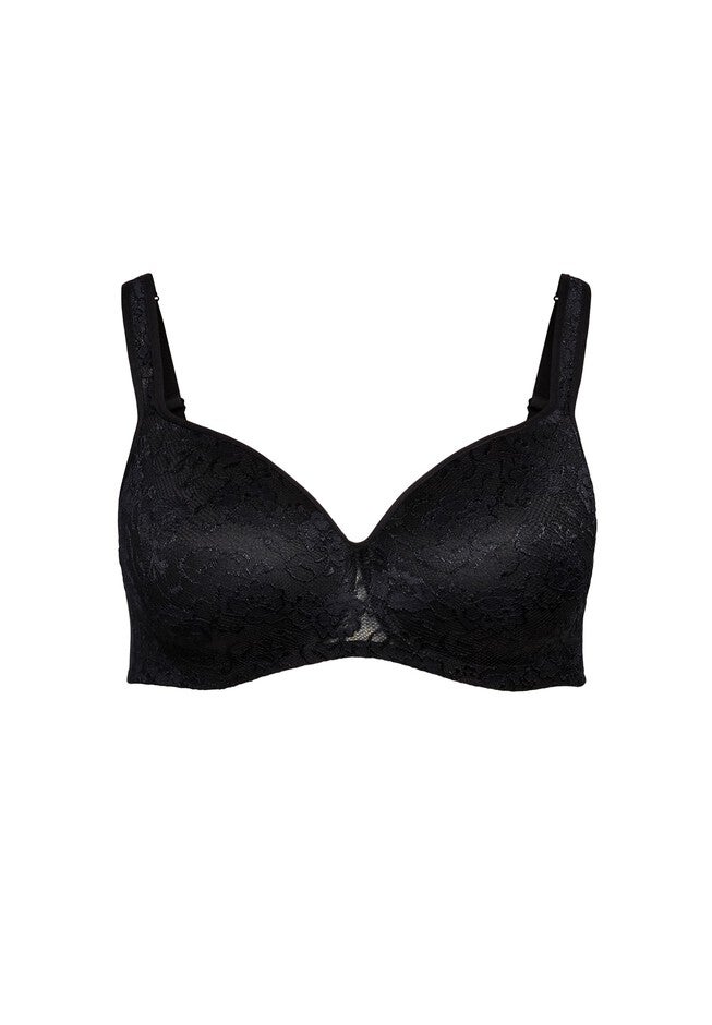 Lace Balconette Bra Contouring Floral Underwire Mesh Stretch Supportive, BLACK, alternate image number null