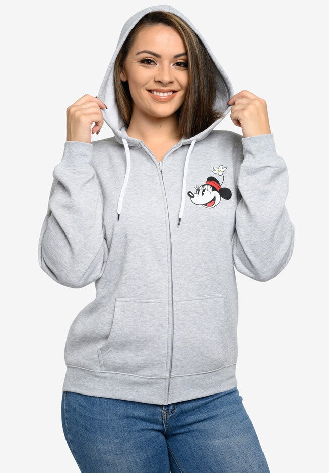 Disney Mickey Minnie Mouse Stroll Zip Hoodie Sweatshirt Gray, GRAY, hi-res image number null