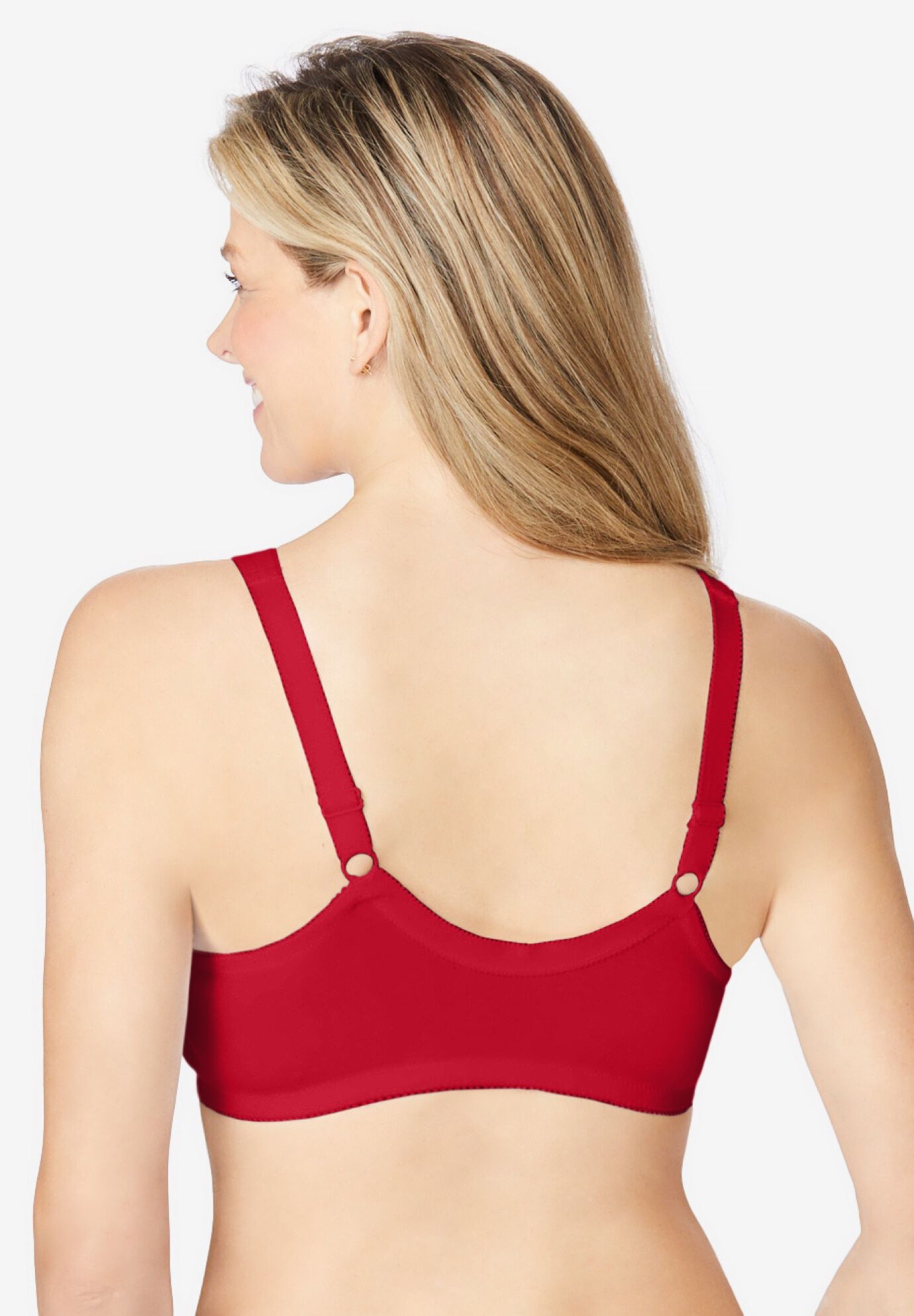 Cotton Front-Close Wireless Bra, CLASSIC RED, on-hover image number 1