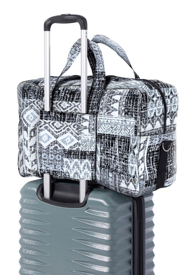 Foldaway Duffle, BLACK GEO PATCHWORK, alternate image number null