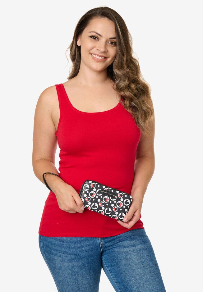 Women'S Mickey & Minnie Icons Black Zip Around Wallet All-Over Print Wristlet, , alternate image number null