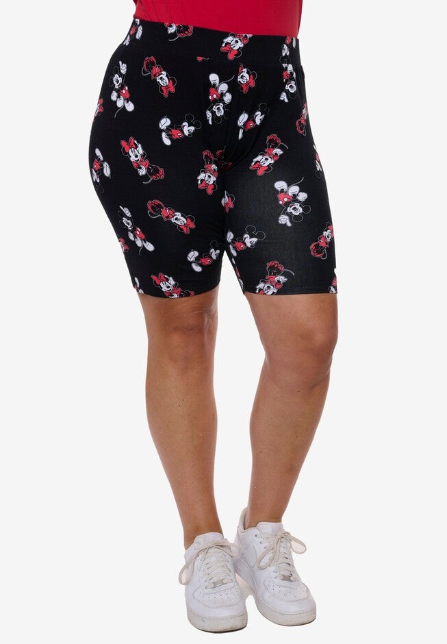 Women's Disney Mickey Mouse Bike Shorts Black All-Over Print, BLACK, hi-res image number null