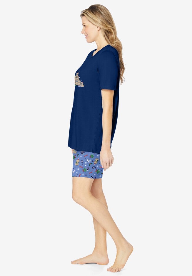 Knit PJ Short Set, EVENING BLUE GOLDEN RETRIEVER, alternate image number 2