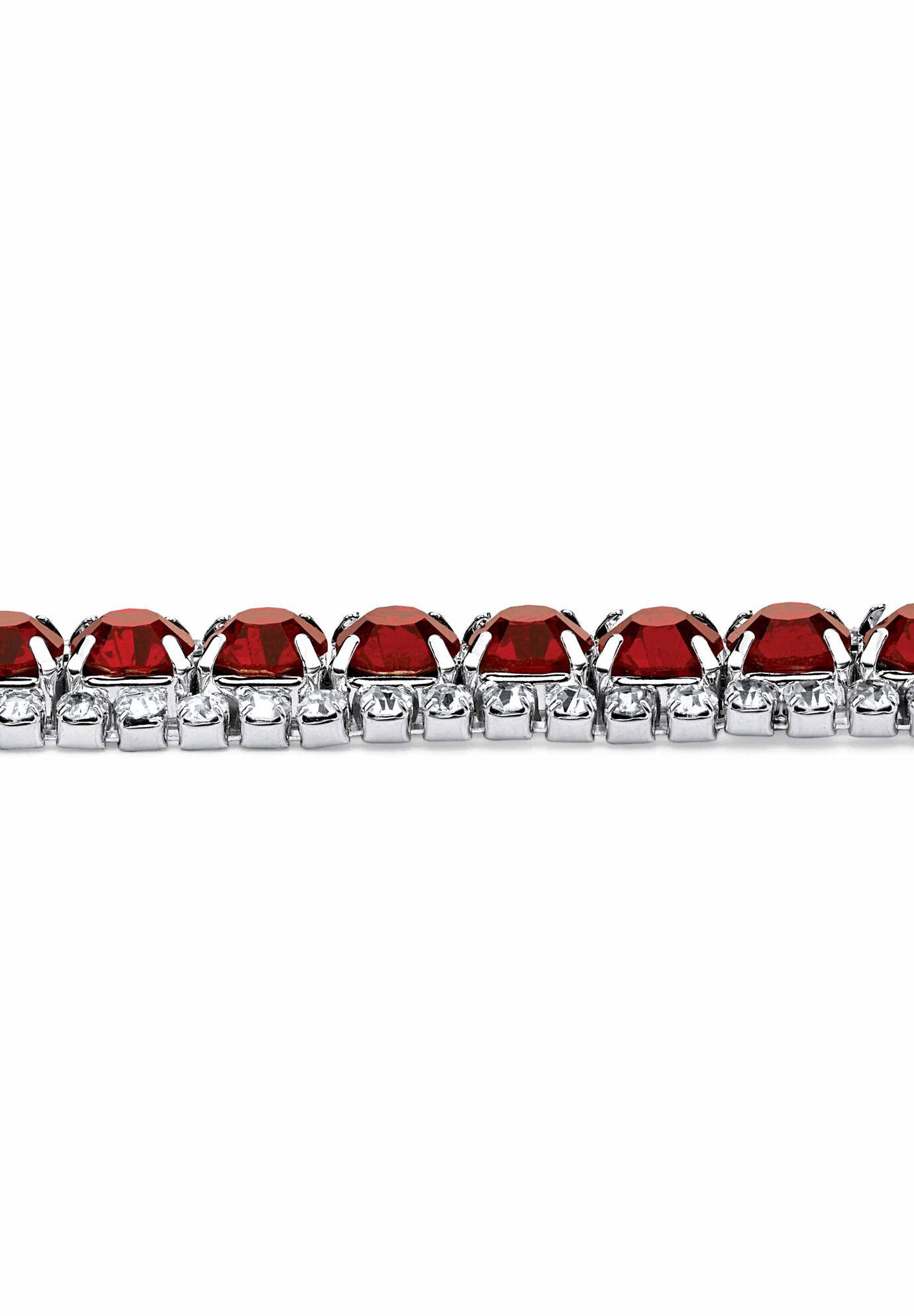 Silver Tone Tennis Bracelet Simulated Birthstones and Crystal, 7 inches, , on-hover image number 1