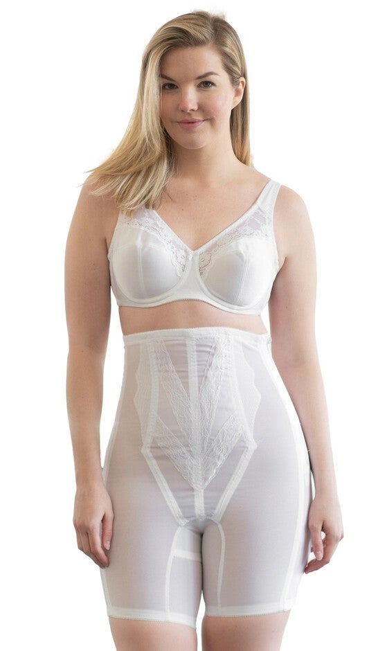 Extra Firm Shaping High Waist Thigh Shaper with Side Zipper, WHITE, alternate image number 4