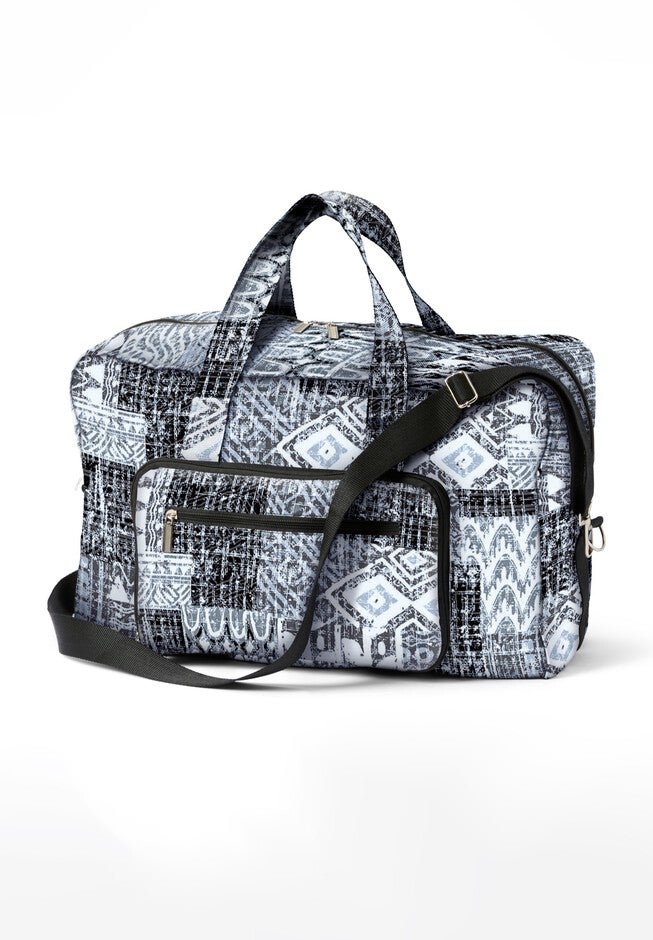 Foldaway Duffle, BLACK GEO PATCHWORK, alternate image number null