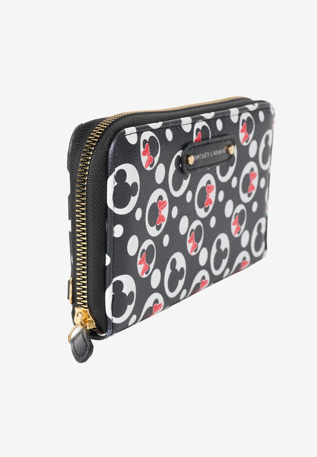 Women'S Mickey & Minnie Icons Black Zip Around Wallet All-Over Print Wristlet, , alternate image number null