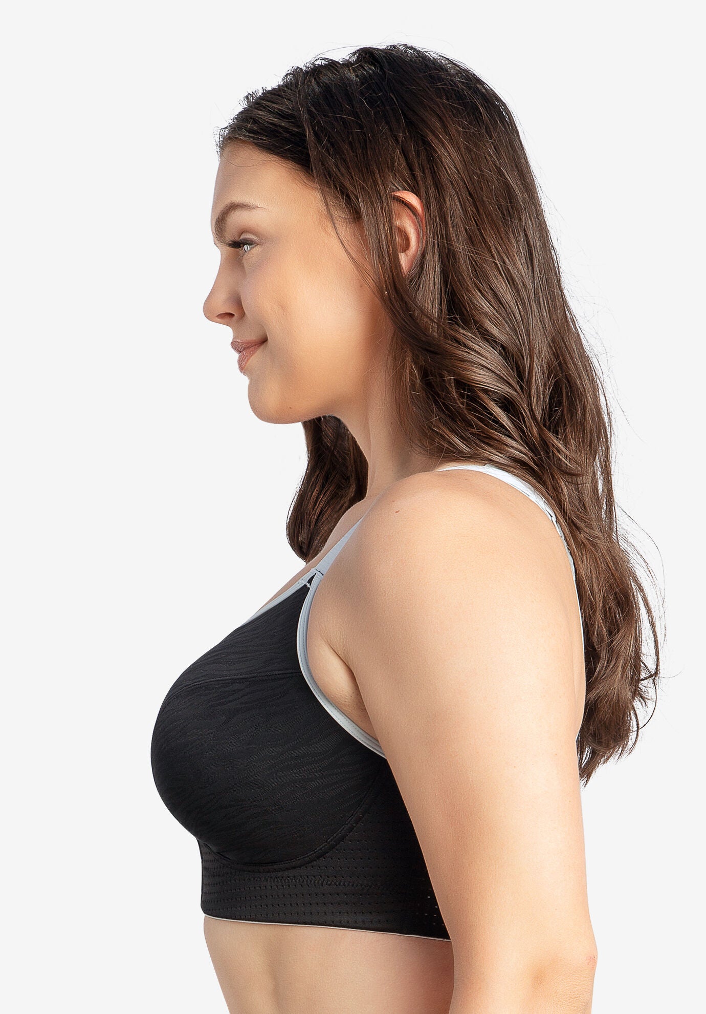 Wave Front Zipper Sports Bra, , on-hover image number 1