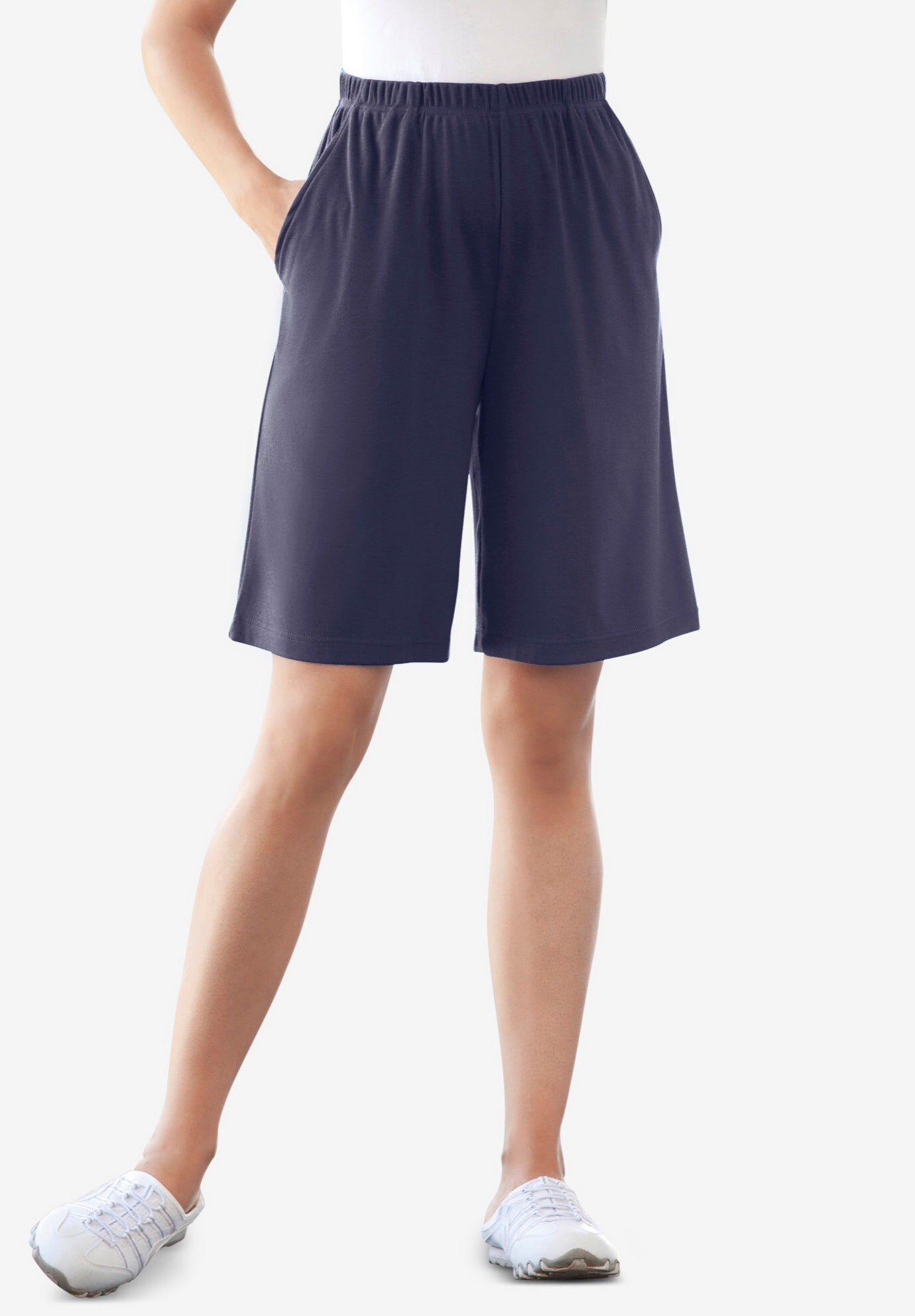 7-Day Straight-Leg Elastic-Waist Stretchy Knit Short