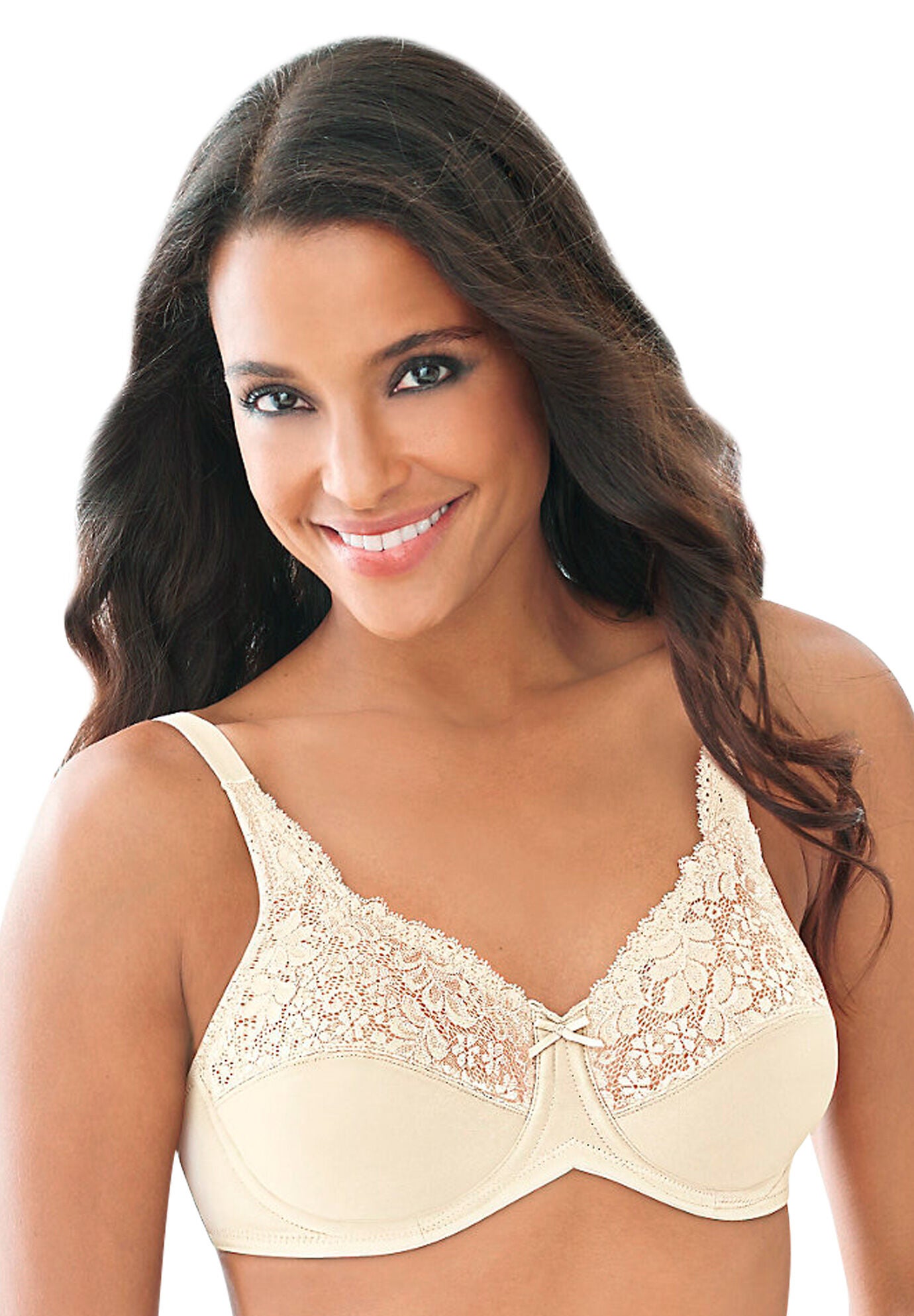 Lilyette Lace-Trim Tailored Minimizer® Bra LY0428, IVORY, hi-res image number 0