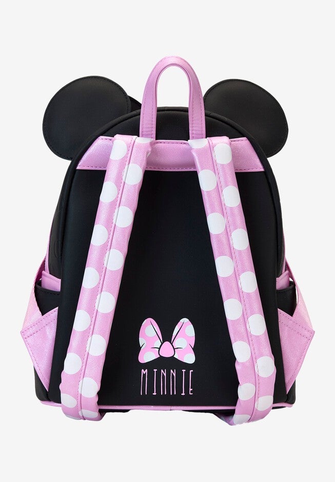Loungefly x Disney Minnie Mouse Mini Backpack Floral Rock The Dots, BLACK, on-hover image number null