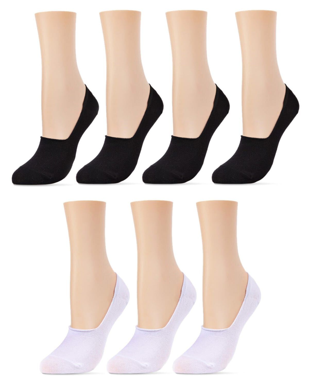 High-Cut Cotton Blend Sneaker Liner 7 Pack, BLACK WHITE, hi-res image number 0