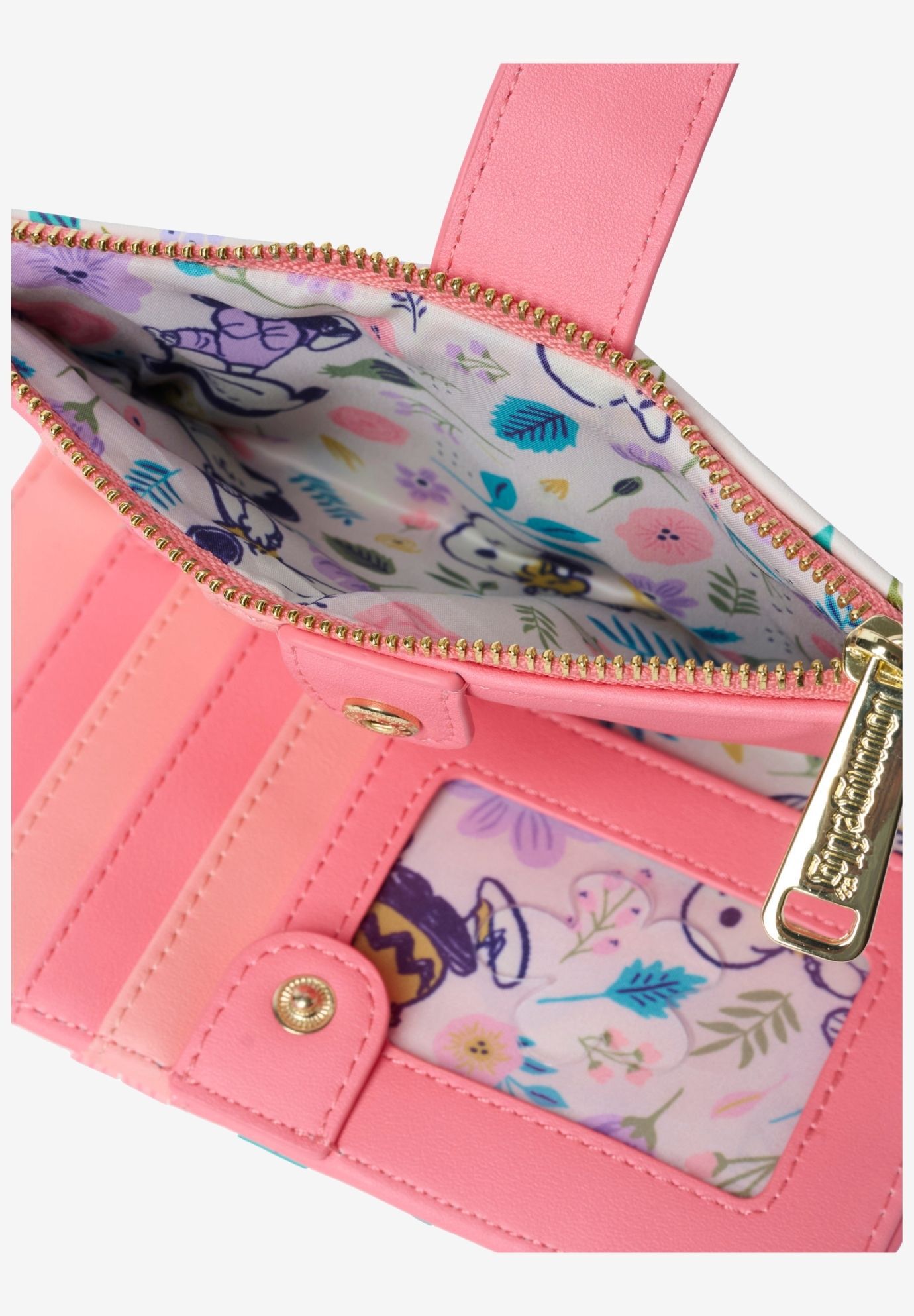 Loungefly Peanuts Snoopy and Woodstock Snap Wallet Springtime Floral , WHITE, alternate image number 4