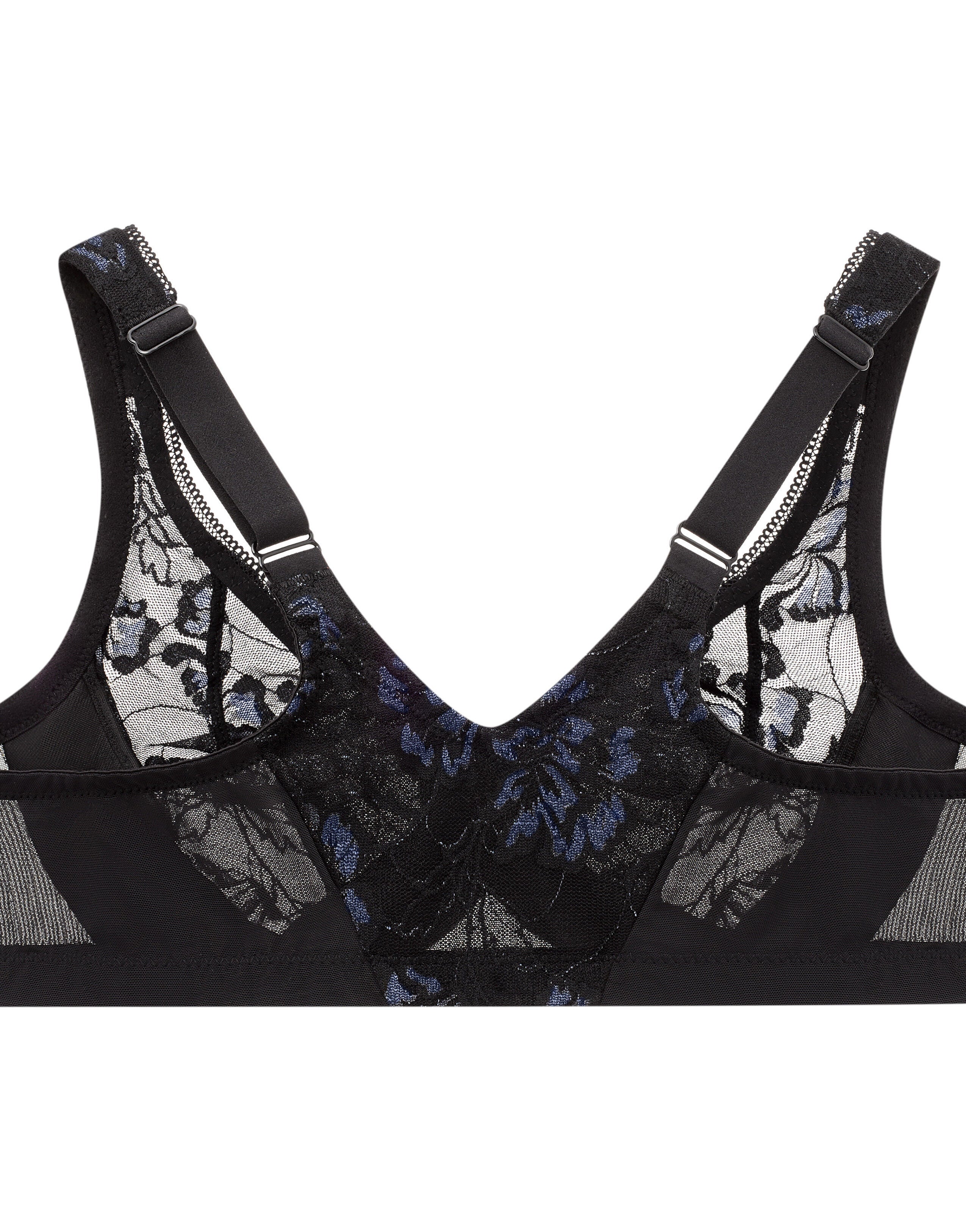 Glamorise Lacey T-Back Front-Closure WonderWire Underwire  Bra 9246 (Women's & Women's Plus), BLACK, alternate image number 4