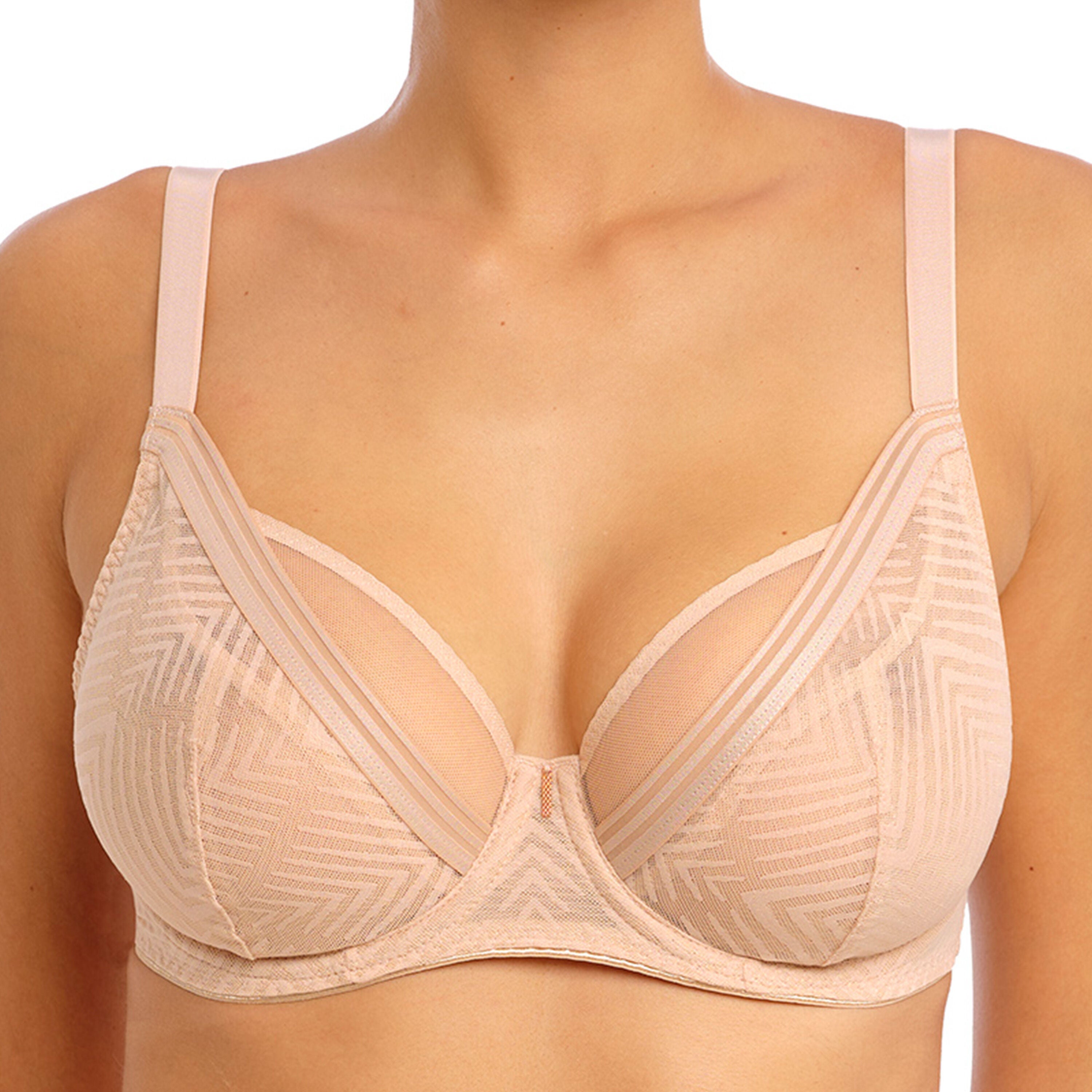 TAILORED UW HIGH APEX PLUNGE BRA, NATURAL BEIGE, hi-res image number 0