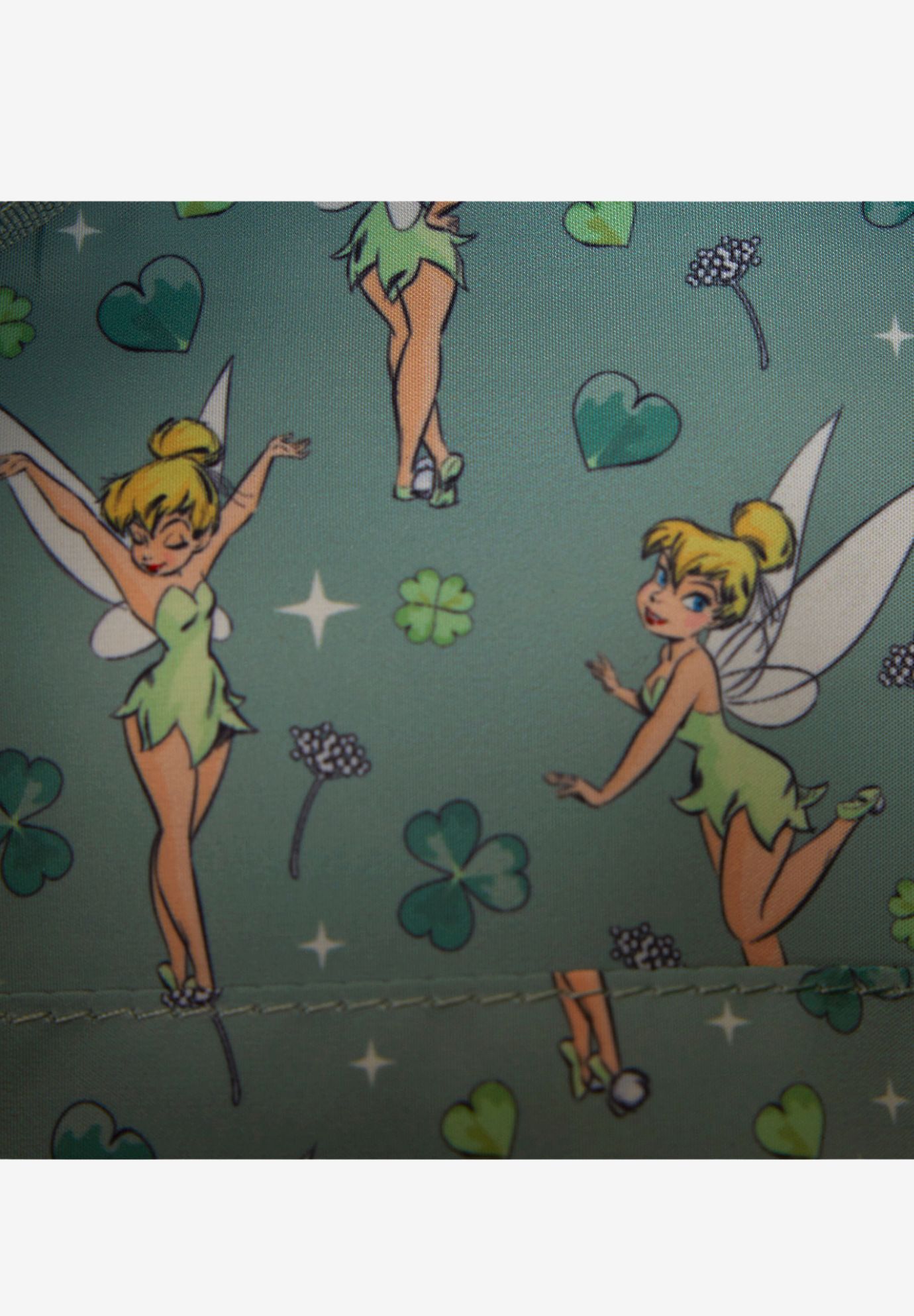 Loungefly x Disney Tinker Bell All-Over Print Tote Bag With Coin Bag Clovers, GREEN, alternate image number 4