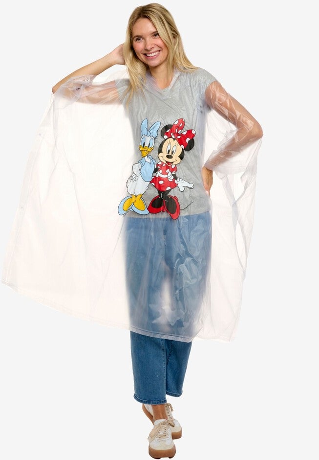 Womens Disney Minnie Mouse & Daisy Duck Rain Poncho, WHITE, alternate image number null
