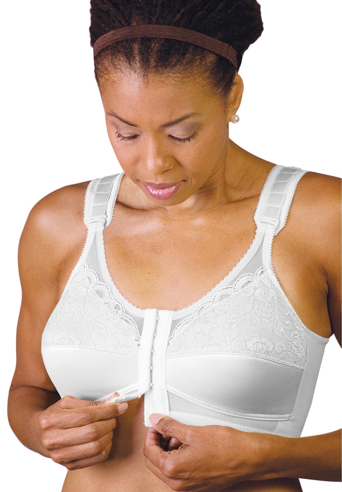 Sheer Comfort Front Hook Mastectomy Bra, WHITE, hi-res image number 0