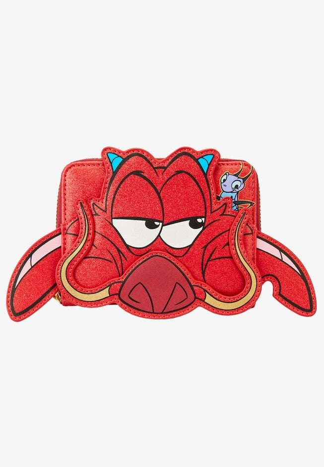 Loungefly X Disney Mulan 25Th Anniversary Zip Around Wallet Mushu Glitter Cosplay, RED, hi-res image number 0