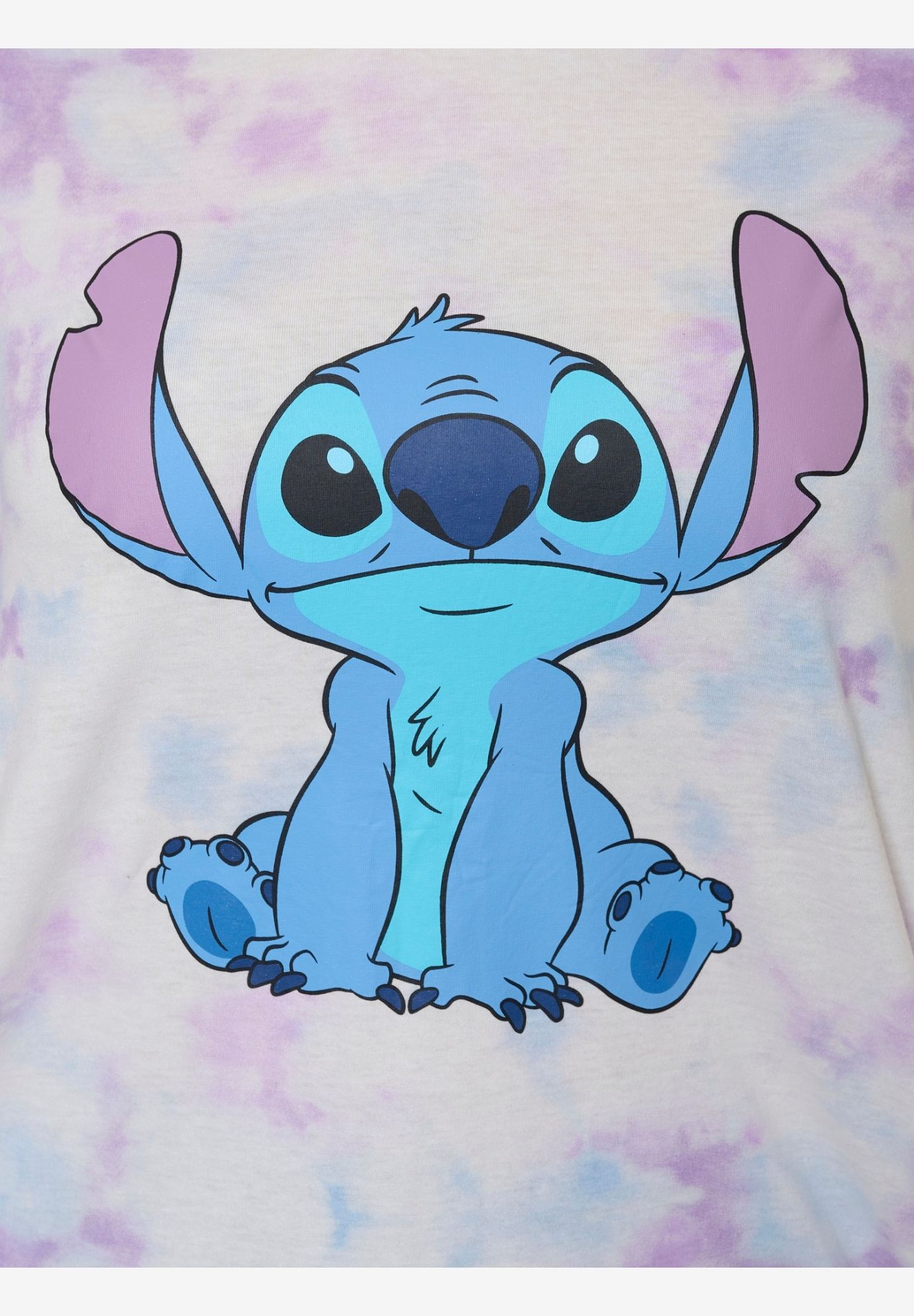 Women's Disney Stitch T-Shirt  Tie Dye Print PastelShort Sleeve White, PINK, alternate image number 3