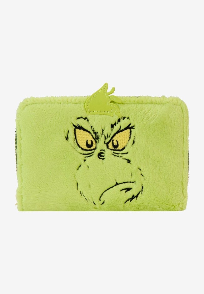 Loungefly x Dr Seuss The Grinch Plush Wallet Zip Around, BLUE, hi-res image number null