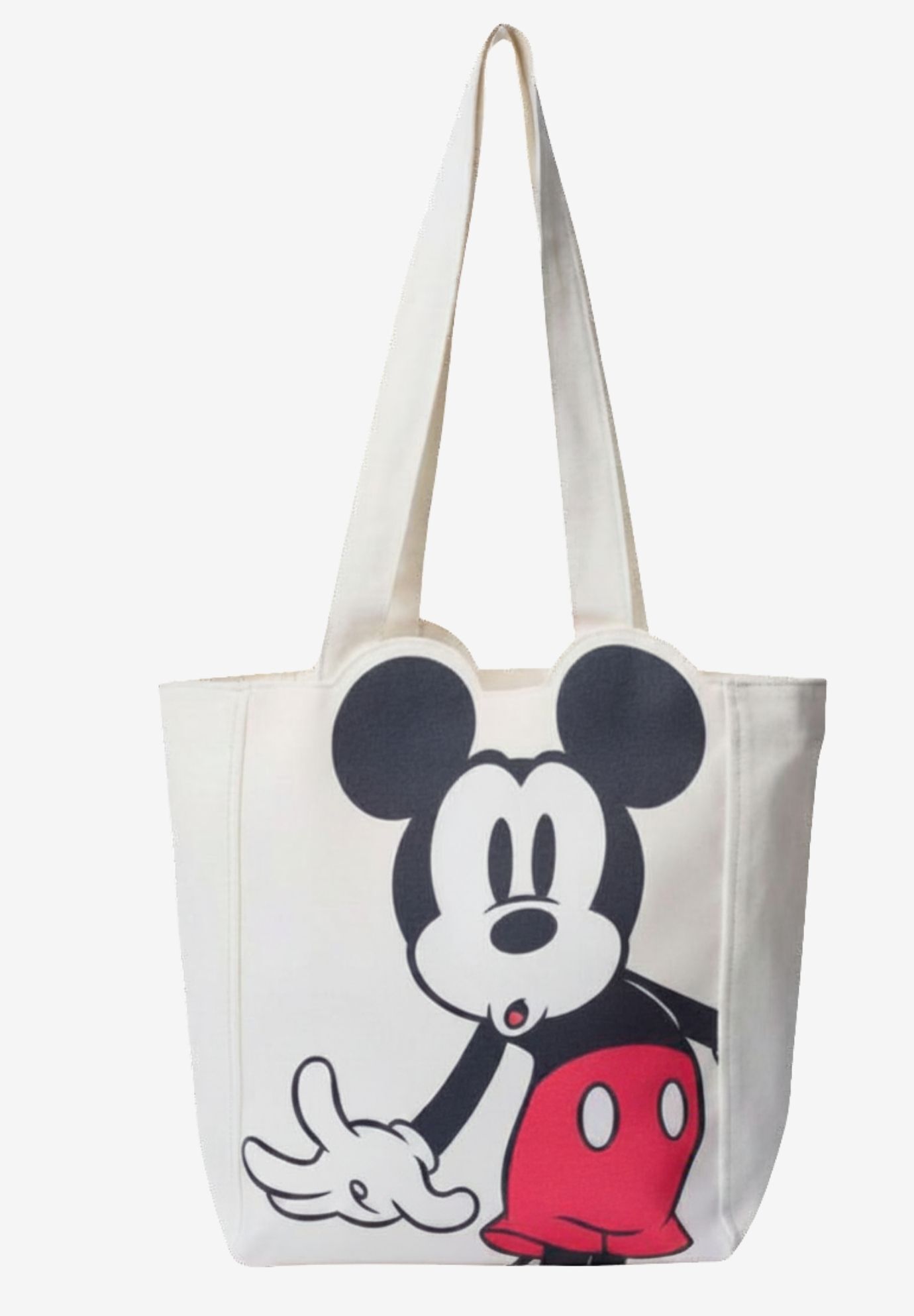 Disney Mickey Mouse Die-Cut Canvas Tote Bag with Shaped Top, BEIGE, hi-res image number 0