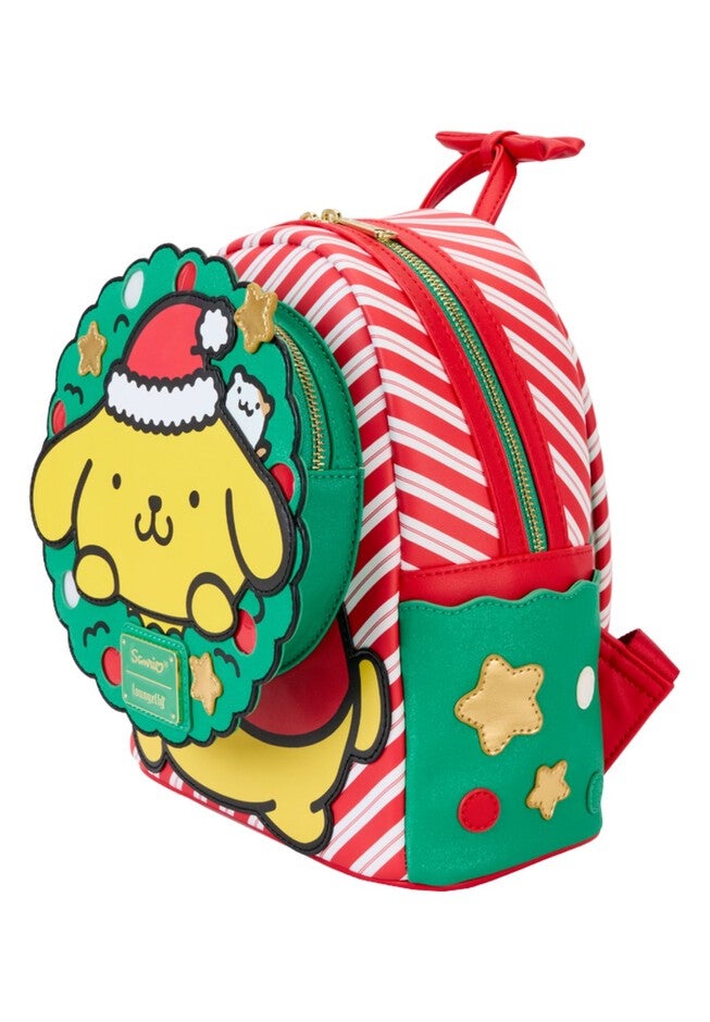 Loungefly x Sanrio Pompompurin Santa Hat Light Up Mini Backpack, RED, alternate image number 4