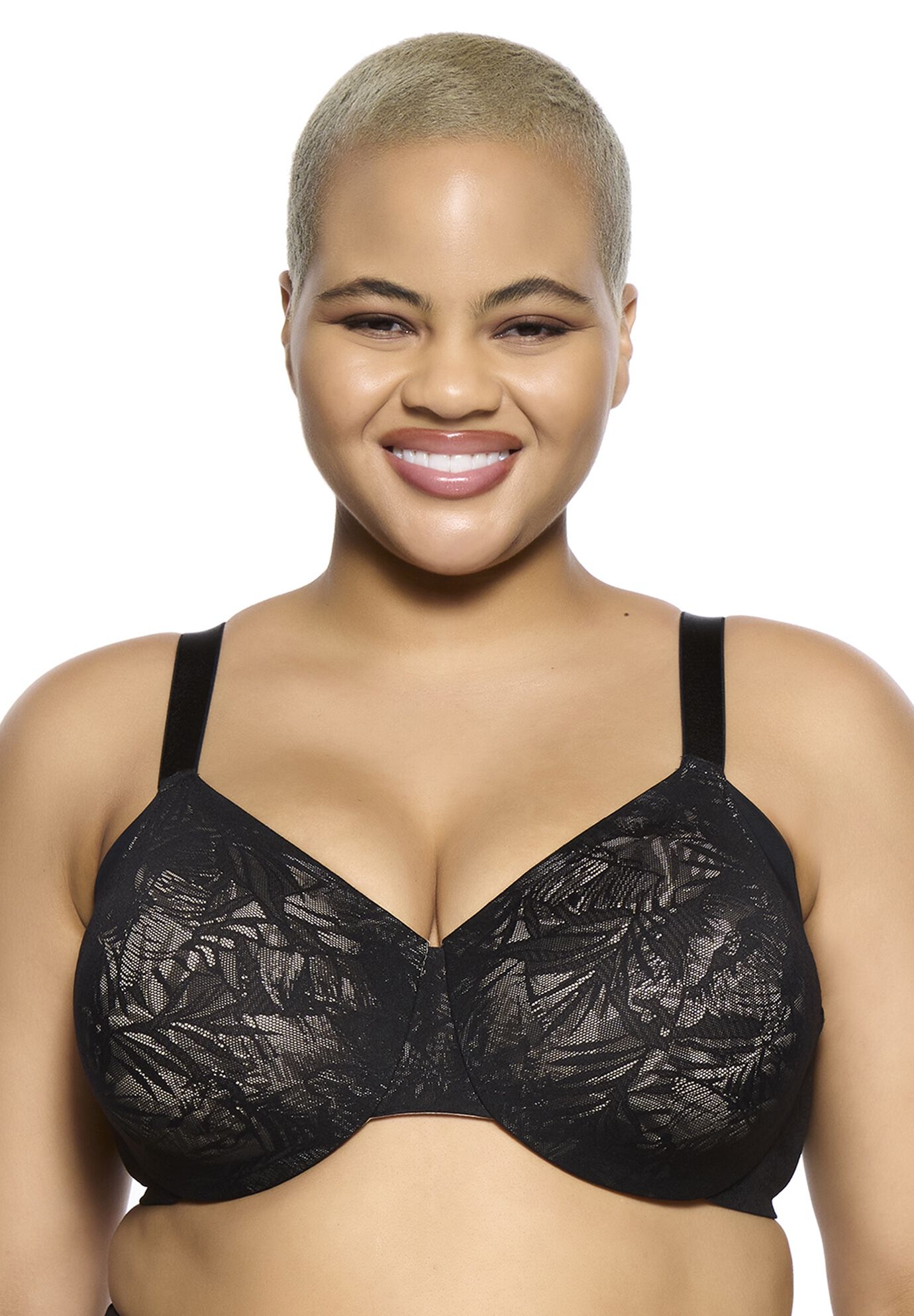 Jessamine Unlined Side Smoothing Minimizer Bra, BLACK, hi-res image number 0