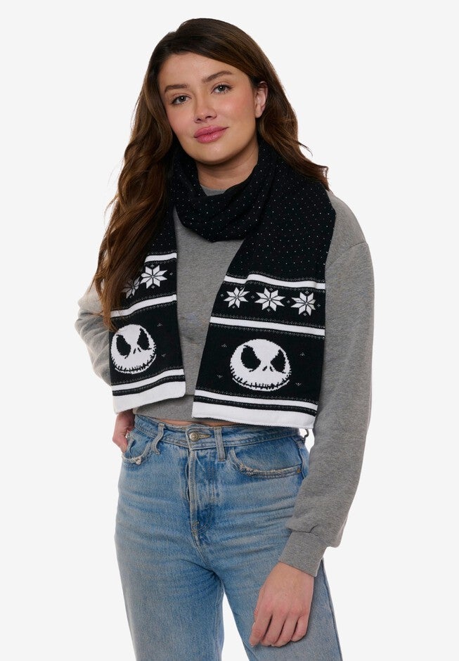 Disney Jack Skellington Nightmare Before Christmas Knit Scarf 70 inches, , alternate image number null