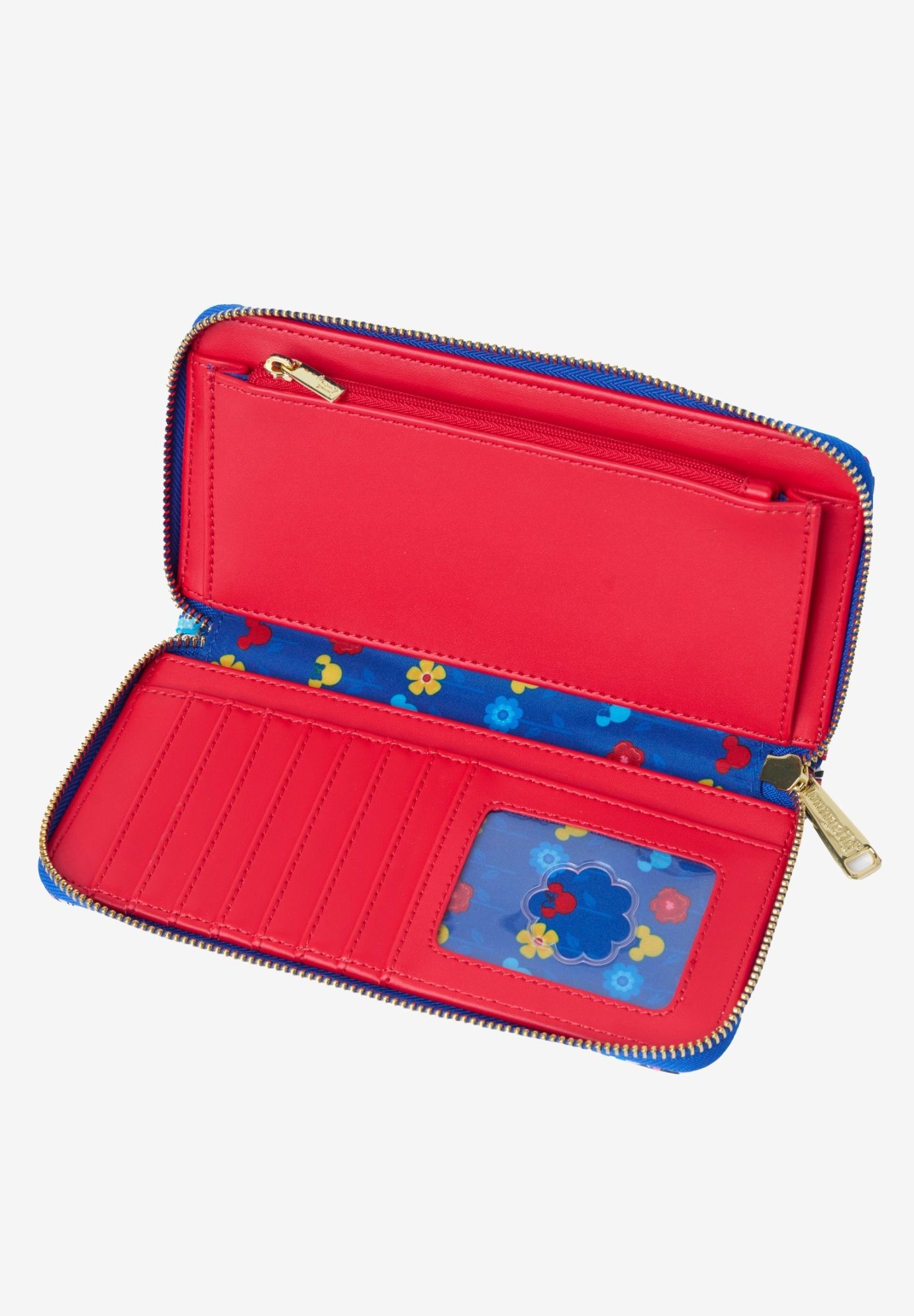 Loungefly Disney Mickey and Minnie Mouse Zip Around Wallet Floral Springtime , BLUE, alternate image number 4