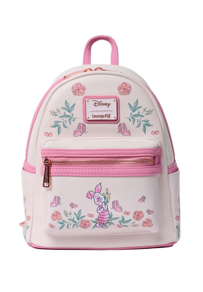 Loungefly x Disney Piglet Floral Mini Backpack Winnie the Pooh Pink, PINK, hi-res image number 0