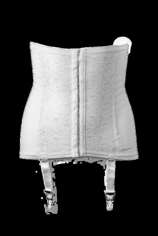 Firm waist cincher with removable garters., WHITE, alternate image number 3
